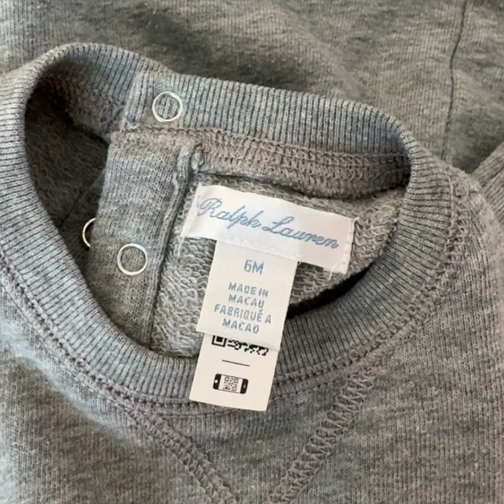 Ralph Lauren Polo‎ Bear Gray Fleece Coverall One Piece Size 6 Months